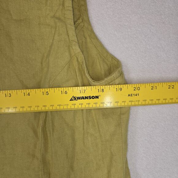 Vintage Chicos Womens Top 2 Large Linen Green Pockets Business Workwear Grandma - Picture 4 of 11